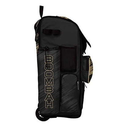 Boombah Rolling Superpack Scratch Baseball/Softball Gear Bag - 23-1/2" x 13-1/2" x 9-1/2" - Multiple Colors - Telescopic Handle and Holds 4 Bats - Wheeled Version - color: Black/Vegas Gold