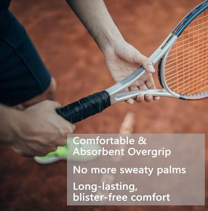 Tennis Racket Grip Tape, 3/6/12 Pack Precut Anti Slip Tennis Grip Tape, Absorbent Dry Feel Tennis Grips Overgrip for Tennis, Pickleball - color: Black-6 Pack