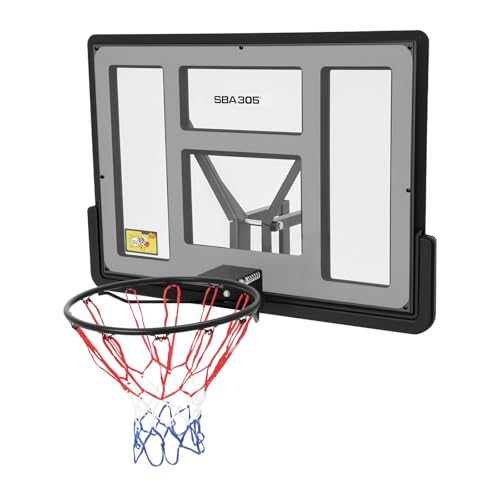 Basketball Backboard and Rim Combo, 44'' x 30'' Wall Mounted Basketball Hoops with Basket Net, Garage Basketball Hoop Basket-Ball Rack Competition, Home Training