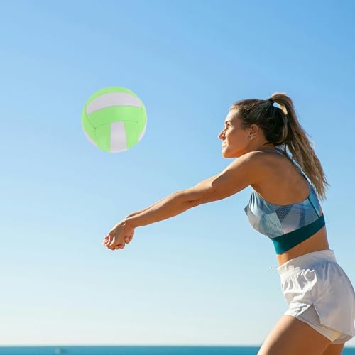 Soft Indoor Volleyball Training Ball for Students and Competitions Macaron Green and and Stability Sports Ball for Indoor Volleyball Practice and Matches
