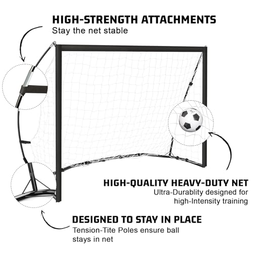 Portable Soccer Goal for Backyard, Kids Youth Adults Soccer Goal Set with Net + Ground Stakes, Soccer Target and Agility Speed Training Equipment - style: 8 x 5 Feet