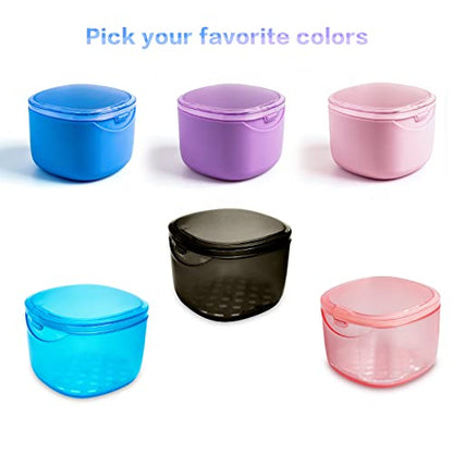 Denture Bath Case, Retainer Cleaning Box,No-Leak Denture Case, Mouth Guard, Night Guard and Retainer (blue) - color: Blue