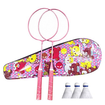 Badminton Racket | 1 Pair Professional Lightweight Playing Racquet - Outdoor Recreation Accessories, with Carrying Bag and 3 Badminton Shuttlecocks - color: Pink, Get 3 Balls + Ball Bag
