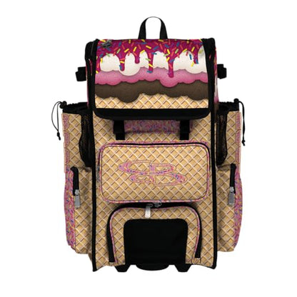 Boombah Superpack Hybrid Rolling Bat Bag - Wheeled & Backpack Version - Ice Cream Neapolitan Multi