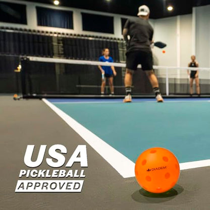 Diadem Indoor Pickleball Balls | USAPA Approved Tournament Indoor Ball, 26-Hole One-Piece Mold, True Bounce & Durable Plastic, Ideal for Hardwood, Tennis Court, Concrete
