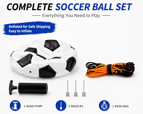 Soccer Ball Size 5 Size 4 Size 3 Size 2 with Pump Deflated - Single, 2 or 3 Pack Official Size Indoor Outdoor Training - Gift for Toddler Kids Youth Teens Adult 1-3 5-8 8-12 12+ Years Old Boys Girls