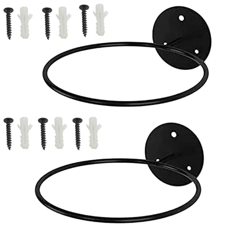 2 Pack Basketball Storage Rack, 7.5 Inch Diameter Alloy Wall Mounted Black Basketball Holder for Sports