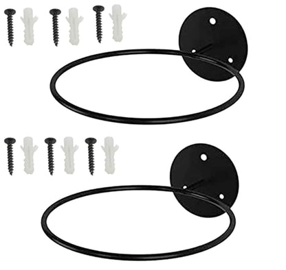 2 Pack Basketball Storage Rack, 7.5 Inch Diameter Alloy Wall Mounted Black Basketball Holder for Sports