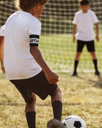 4 Pcs Captain Arm Bands for Soccer, Black Adjustable Soccer Captain Armband, Arm Bands Football for Adults and Youth, Suitable for Rugby, Basketball, Volleyball Teams