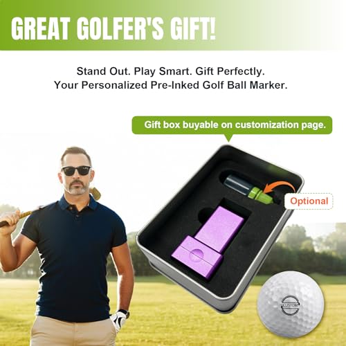 Custom Golf Ball Stamp Personalized Self-Ink Waterproof & Reusable Golf Ball Stampers Monogram Long-Lasting & Quick-Dry Ball Marker Gift for Golfers