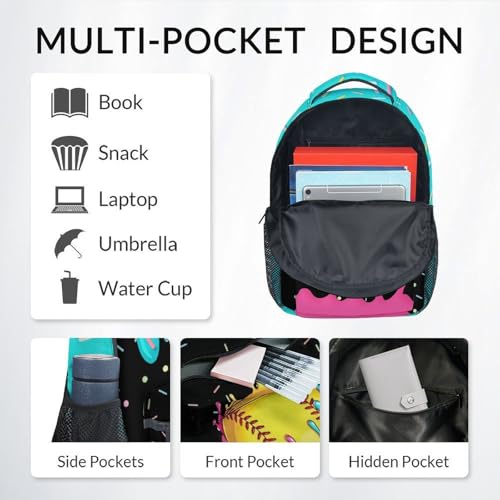 Softball Backpack for Girls Kids - Kids Backpacks Youth Player Gift 17" Drip Design Girls Bookbag Sports School Bag for Kindergarten Elementary - color: Yellow