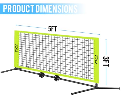 FDLS 5FT/10FT Portable Small Pickleball Net for Driveway Backyard,with Carry Bag for Indoor Outdoor, for All Levels, Easy Set up - style: 5FT Green(2 Paddles)