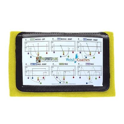 Football Play Wristbands - Youth Quarterback Gear - Wristband Playbook for Football and Softball Signs - color: Yellow