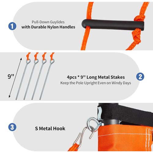 Badminton & Volleyball Combo Set 32 ft with Net, Anti-Sagging Design, 4 Badminton Rackets, 3 Birdies and PU Volleyball for Backyard Lawn Beach - color: Bright Orange
