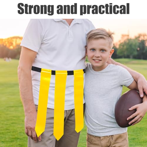 KESYOO Adjustable American Football Flags Belt for Adults and Youth 2 Pieces Yellow and Red Flags with Black Bag Portable Heavy Duty Material for Training