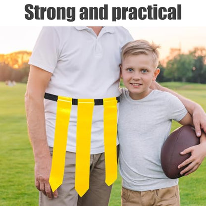 KESYOO Adjustable American Football Flags Belt for Adults and Youth 2 Pieces Yellow and Red Flags with Black Bag Portable Heavy Duty Material for Training