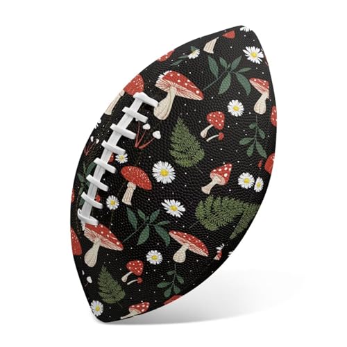 SYtrade Recreational Football Game Footballs PU Composite Leather Footballs for Training Indoor Outdoor - color: Mushroom Daisy Black