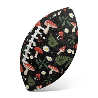 SYtrade Recreational Football Game Footballs PU Composite Leather Footballs for Training Indoor Outdoor - color: Mushroom Daisy Black