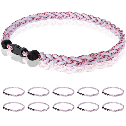 12 Pack Baseball Necklace 18inch, Team Gift for Baseball Funs, Three Braided Titanium Tornado Rope Design, with Muti - Color for Pick - color: Baseball - Seam