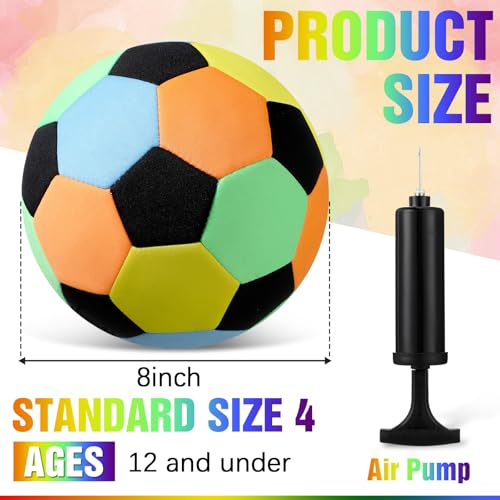 Soulchen 2 Pack Indoor Soccer Balls Soft Soccer Balls Size 4 for Kids Sports Gift Created for Ages 3+ Kids Boys Girls Practice Juggling Inside Your Home and Yard