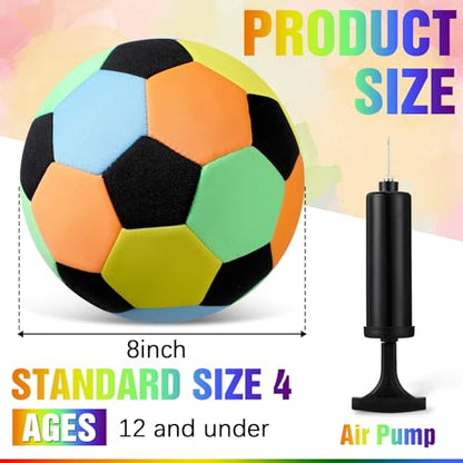 Soulchen 2 Pack Indoor Soccer Balls Soft Soccer Balls Size 4 for Kids Sports Gift Created for Ages 3+ Kids Boys Girls Practice Juggling Inside Your Home and Yard