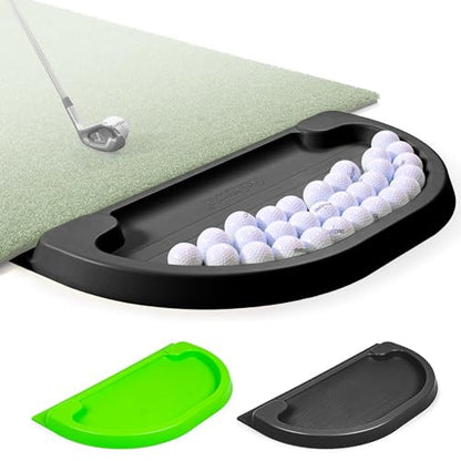 GoSports All-Weather Golf Ball Trays with 70 Ball Capacity - Black or Green - Compatible with All Hitting Mats - color: Black