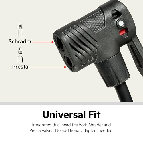 Schwinn Air Center Series or Basic Floor Pump, for a Range of Bikes, 100, 120 or 160 PSI, Soft Grip Handle, Dual Head for Schrader and Presta Valves, Manual Air Pump