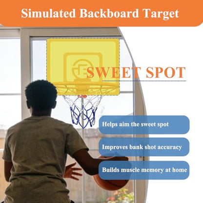 Indoor Basketball Hoop with Decorative Backboard Sticker, Wall-Mounted Silent Rim for Family Fun and Quiet Basketball Practice at Home(No Basketball)