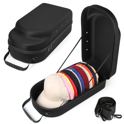 GERMUN Hard baseball hat case, Hat Carrier Travel Case with Adjustable Shoulder Strap, Hat cap case for 12 Baseball Caps - Perfect for Traveling & At-Home Storage (Black) - color: 12 Black