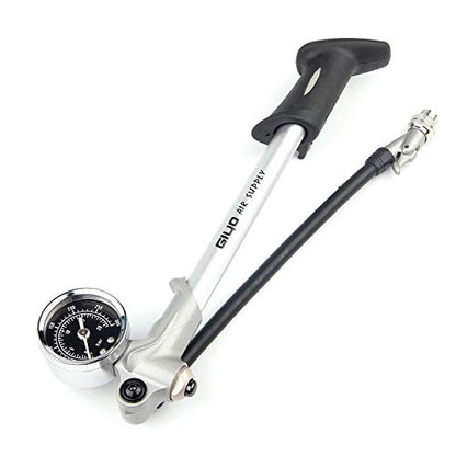 GIYO Handheld High Pressure Shock Pump (300 PSI Max), Silver for Fork & Rear Suspension, Lever Lock on Nozzle No Air Loss