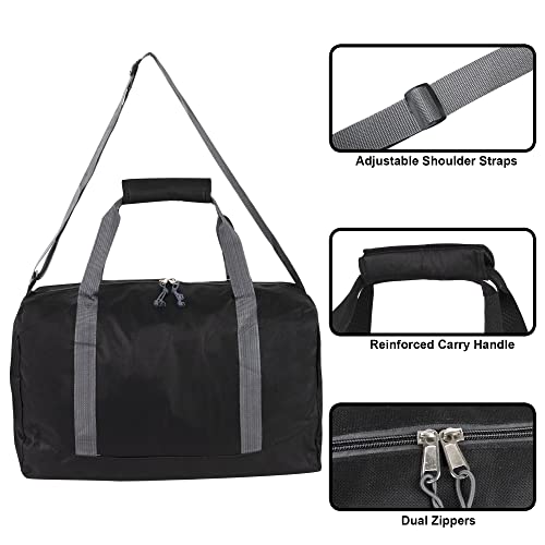 24 Pack Bulk Duffle Bags Wholesale by the Case for Homeless, Sports Teams, and Duffle Bags for Foster Kids (All Black Pack) - color: All Black Pack