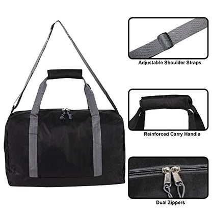 24 Pack Bulk Duffle Bags Wholesale by the Case for Homeless, Sports Teams, and Duffle Bags for Foster Kids (All Black Pack) - color: All Black Pack