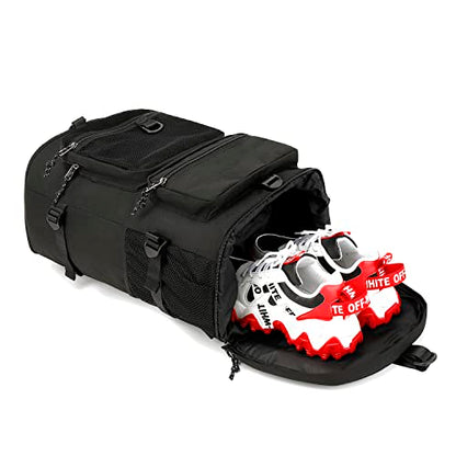 Kalesi Gym Duffle Bag Backpack 4-Way Waterproof with Shoes Compartment for travel Sport Hiking laptop (Black) - color: Black