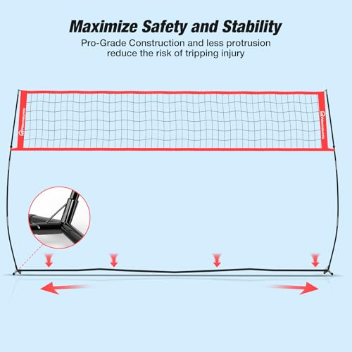 WARMOUNTS 18 FT Portable Volleyball Net for Backyard, Freestanding Volleyball Net with Height Adjustable & Easy Setup, Outdoor Volley Ball Practice for Hitting or Serving, Carry Bag