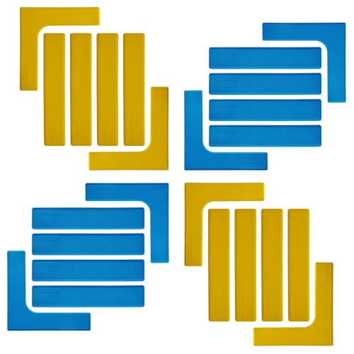Court Lines Marker Kit Throw Down Markers Create Your Own Mini Pickleball Tennis Court (Blue-Yellow I L Shape)