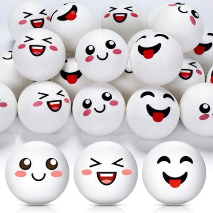 24 PCS Table Tennis Balls Novelty Face 3 Special Emotion Cute Table Tennis Balls Accessories for All Golfers Christmas Birthday Gift Fun Table Tennis Gift - color: white