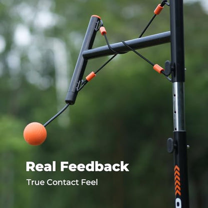 Youth Baseball Swing Trainer, Adjustable Height Batting Trainer with Auto Reset, High-Density Feedback Ball, Easy Setup Baseball Training Equipment for Kids Backyard Hitting Practice