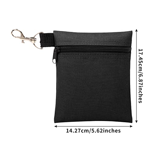 Golf Tee Pouch, 5.62 X 6.87 Inch Professional Zipper Golf Tee/Ball Pouch Bag with Metal Lobster Claw Clip - color: BLACK