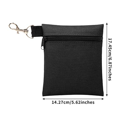 Golf Tee Pouch, 5.62 X 6.87 Inch Professional Zipper Golf Tee/Ball Pouch Bag with Metal Lobster Claw Clip - color: BLACK