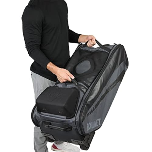 Bownet Commander Catcher’s Gear Bag with Wheels – Heavy Duty Rolling Baseball & Softball Equipment Bag, 14 Pockets, Helmet Case, Big Trax Wheels, Travel Approved - color: Black