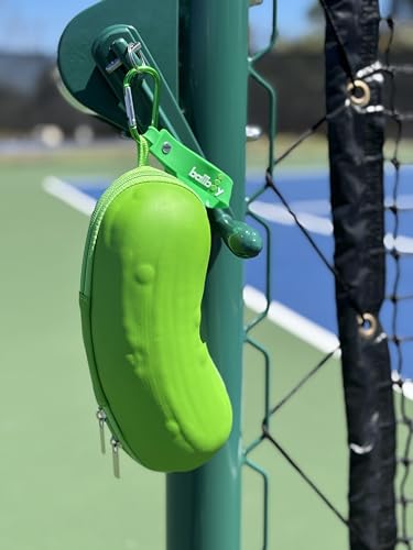 Pickleball Ball Holder – Clips to Fence or Bag, Holds 3 Balls, Zipper Pocket for Accessories, Lightweight Court Organizer