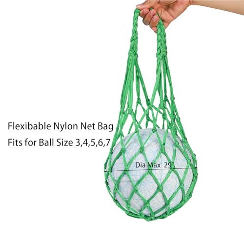 Jucoan 12 Pack Soccer Ball Bags, Single Ball Carrier Bags, Nylon Net Bags with Handles for Carrying Football Basketball, Volleyball, Fits Size 3, 4, 5