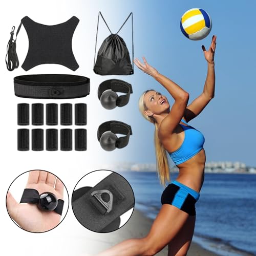 Volleyball Training Equipment - Solo Trainer, Practice Aid | Adjustable Ball Strap for Serving Passing Drills, Athletic Training Gear for Adults Beginners High School College Team Workouts Game Use