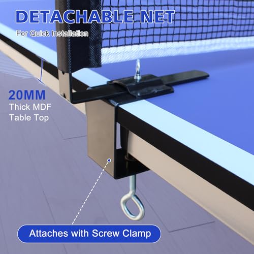 4.5/6ft/9ft Mid-Size Portable Ping Pong Tables Set, Foldable Table Tennis Table with Net,2 Paddles & 3 Balls, Multi-Use Free Standing Ping Pong Table for Indoor/Outdoor