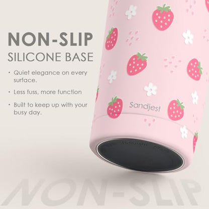 SANDJEST Strawberry Tumbler 20oz, Stainless Steel Travel Cup with Lid, Insulated Coffee Mug, Strawberry Gifts for Women Girls Friends Sisters on Birthday Christmas - color: Strawberry 1