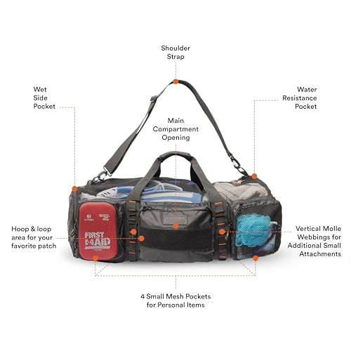 Fitdom 90L Large Mesh Duffle Bag for Scuba Dive or Snorkel Equipment. Best for Water Sports & Beach Activities like Swimming, Diving & Snorkeling. Perfect for Travel, Storage Swim Gym Gears & Balls