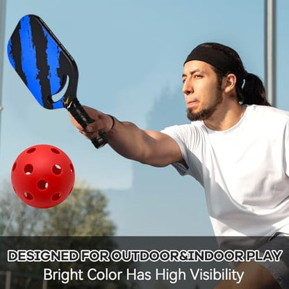 6 -Pack Pickleball Balls, 26 Holes Outdoor Pickleballs, High Elasticity & Durable Pickle Balls for All Style Pickleball Paddles Indoor Pickleballs