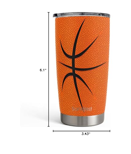 Basketball Tumbler 20oz Stainless Steel Insulated, Travel Coffee Cup, Sport Tumblers Gifts for Basketball Lovers, Men Women, Coach, Birthday, Christmas - color: Basketball