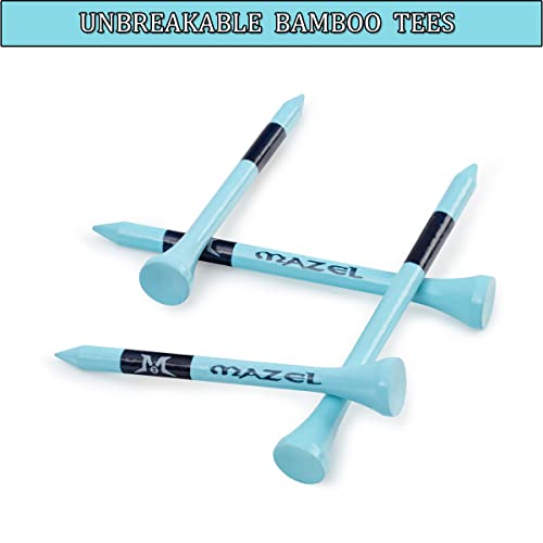 MAZEL Natural Wood/Bamboo Golf Tees 2 3/4 Inch & 3 1/4 Inch,Pack 50 or 120,Reduce Friction & Side Spin,More Stable Golf Tees