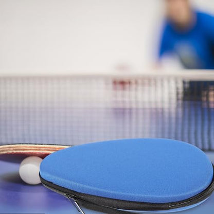 Table Tennis Paddle Case Protective Hard Eva Storage Bag Racket Organizer for Indoor Outdoor Sports with Ball Holder Blue